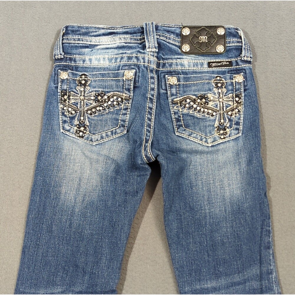 Miss Me Jeans Girls 12 Blue Skinny Kids Denim Embellished Pockets